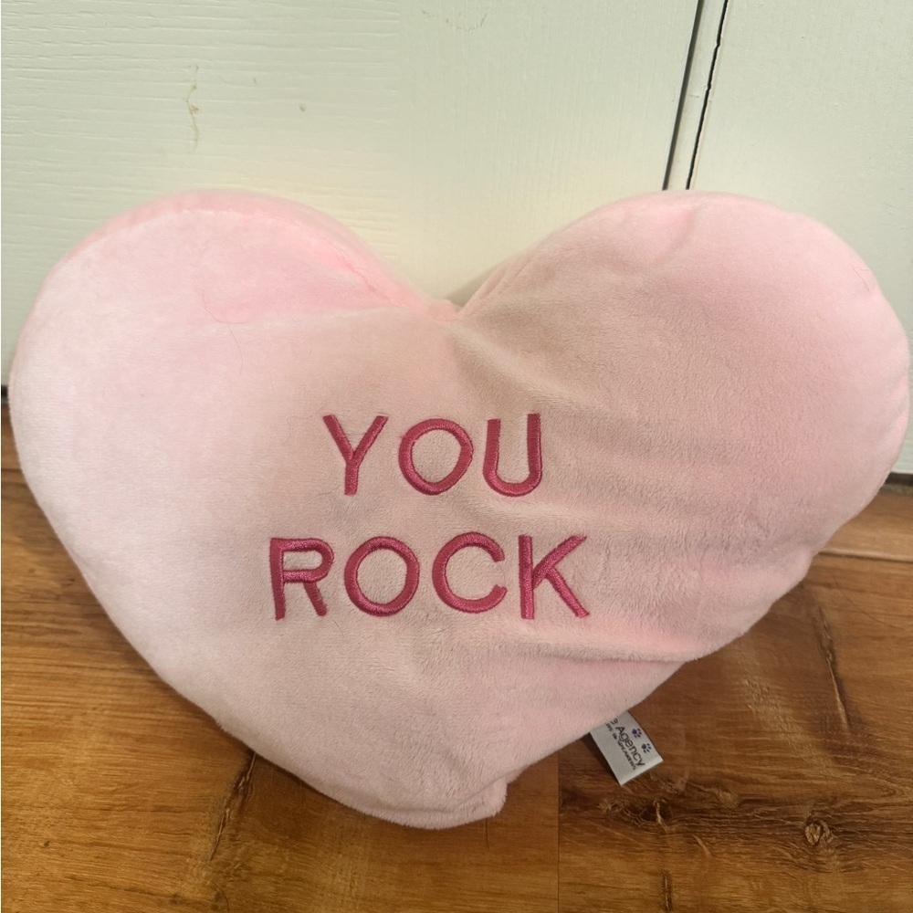 Pink Heart-Shaped Pillow - You Rock​​​​​